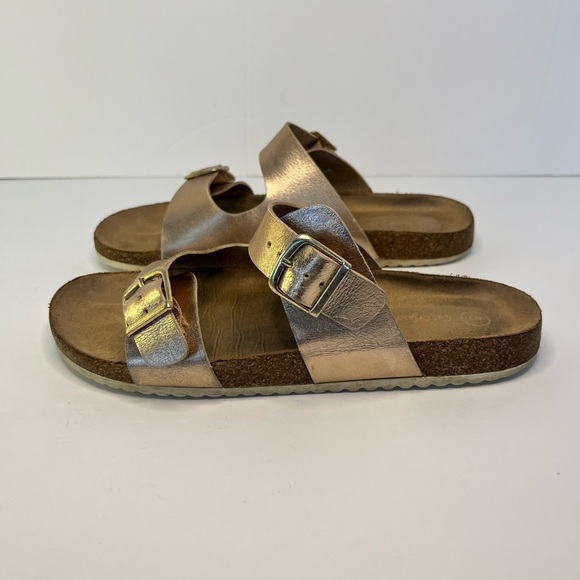 Cat And Jack Slip On Slide Sandals Rose Gold Metallic Adjustable Straps Size 5 - Picture 3 of 9